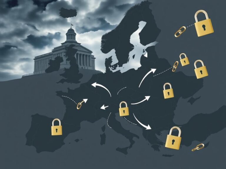Flick International Stylized map of Europe showing nine EU countries demanding powers to deport illegal immigrants amidst a backdrop of the European Court of Human Rights.