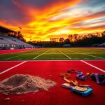 Flick International Vibrant long jump pit and empty track at California state championship