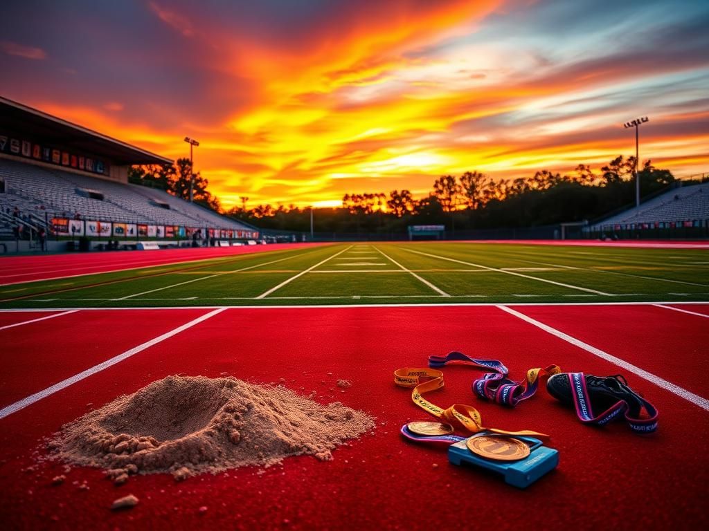 Flick International Vibrant long jump pit and empty track at California state championship