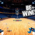 Flick International Dynamic half-court view of an empty basketball arena showcasing vibrant team colors of Atlanta Dream and Dallas Wings