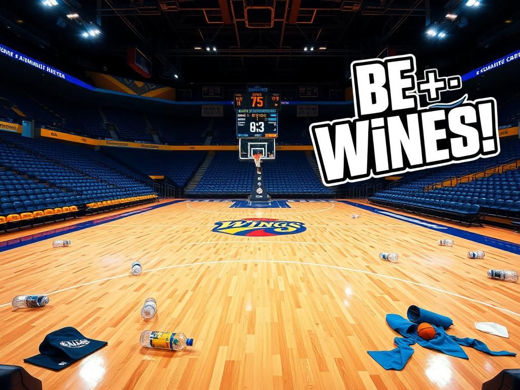 Flick International Dynamic half-court view of an empty basketball arena showcasing vibrant team colors of Atlanta Dream and Dallas Wings