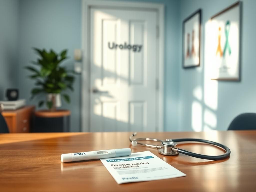Flick International A serene medical office scene with urology door and health-related tools