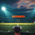 Flick International A dramatic football stadium at dusk with a lone football on the 50-yard line