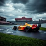 Flick International Scott McLaughlin's number 3 IndyCar crashes on the empty Indianapolis Motor Speedway before the race starts