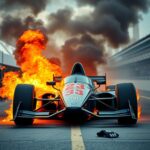 Flick International Indy car engulfed in flames during pit stop at Indianapolis 500