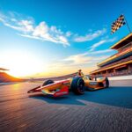 Flick International Close-up of a sleek IndyCar racing at high speed at the Indianapolis Motor Speedway