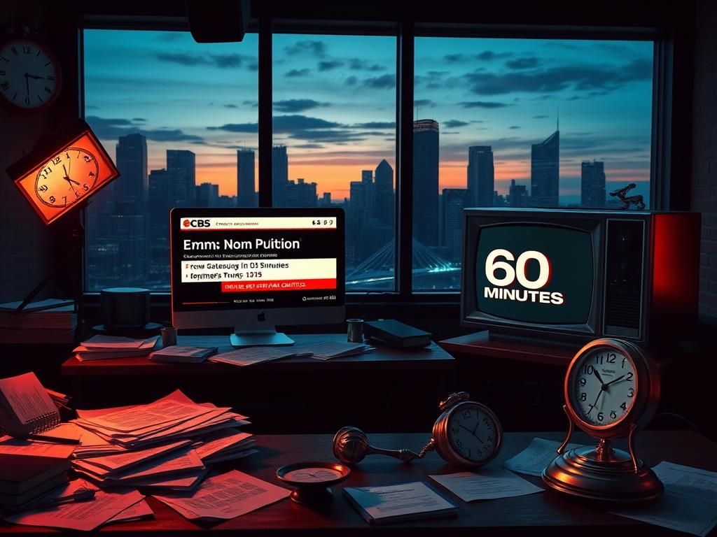 Flick International Dramatic newsroom scene depicting turmoil and controversy over CBS Emmy nomination