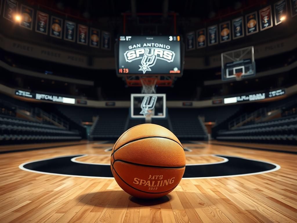 Flick International Dynamic basketball court scene featuring San Antonio Spurs colors