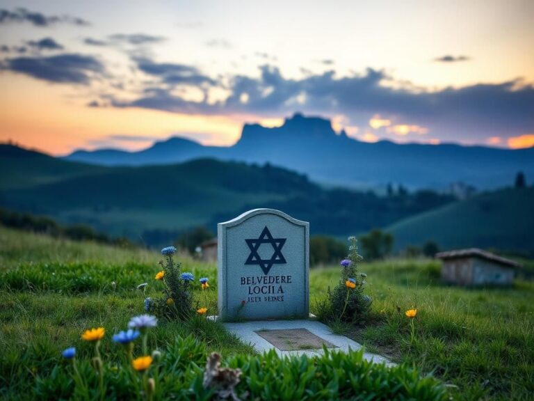 Flick International Well-tended grave with a Star of David headstone in the Italian countryside