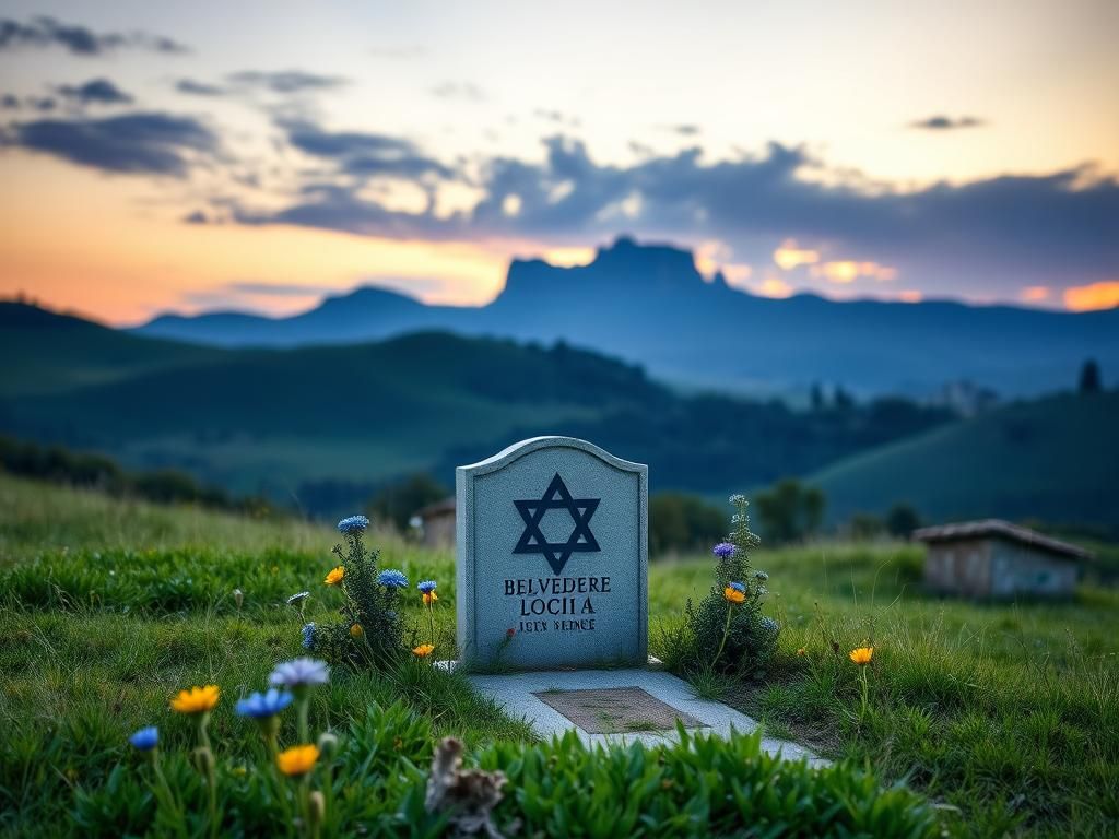 Flick International Well-tended grave with a Star of David headstone in the Italian countryside