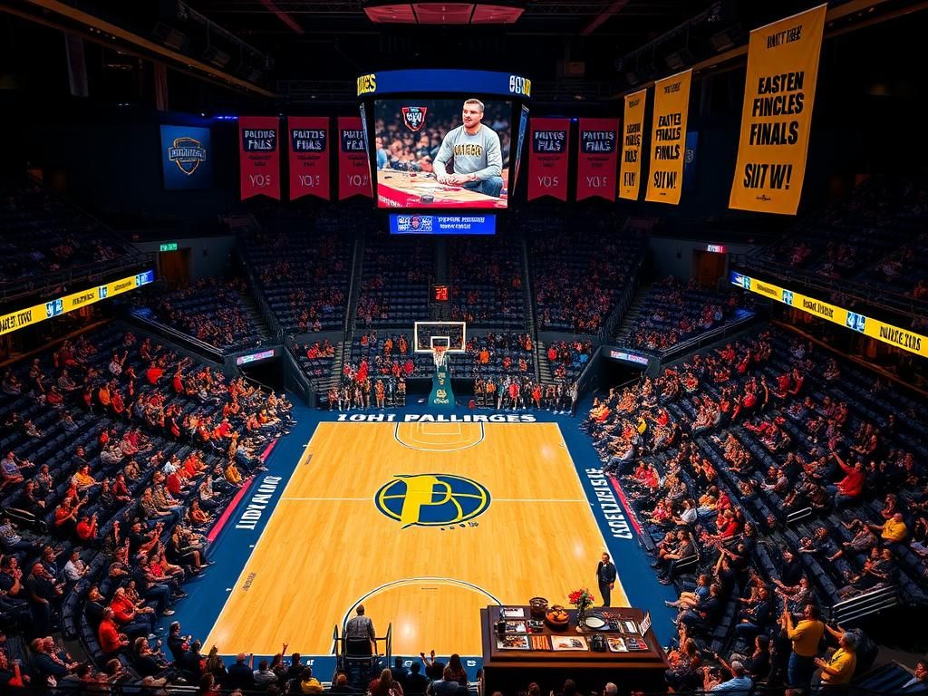 Flick International Aerial view of Gainbridge Fieldhouse during an exciting playoff game