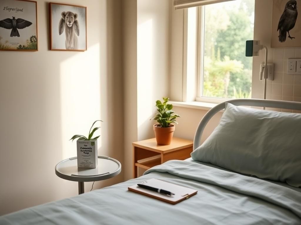 Flick International A serene hospital room symbolizing Bindi Irwin's recovery journey