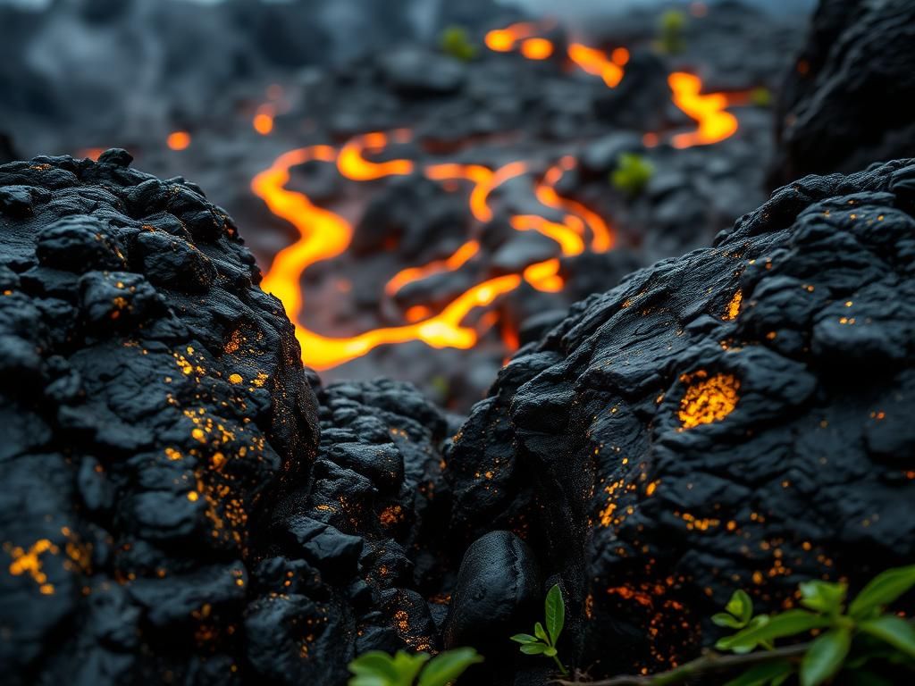 Flick International Close-up of vibrant Hawaiian volcanic rocks with gold and ruthenium