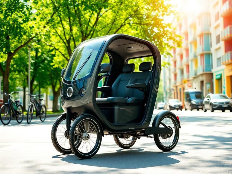 Flick International Sleek Acticycle parked in an urban environment with bike lanes and colorful buildings