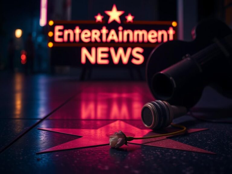 Flick International Dimly lit Hollywood Walk of Fame star with a wilted flower, symbolizing loss