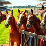 Flick International Majestic Thoroughbred horses in their stalls at the Kentucky Derby