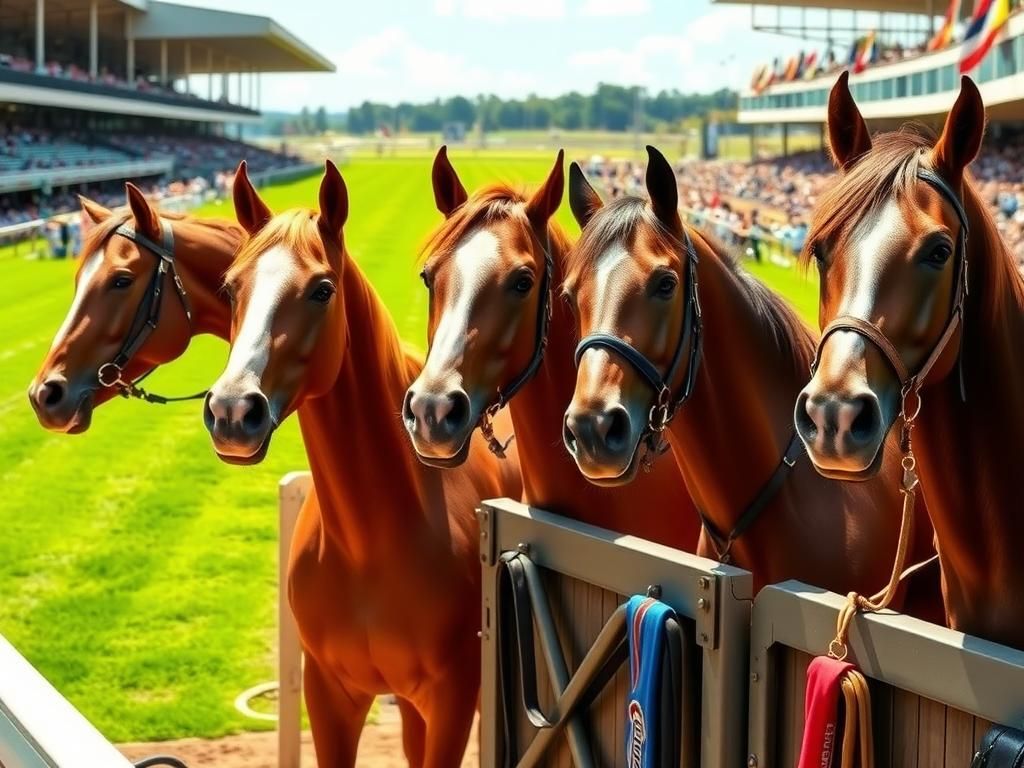Flick International Majestic Thoroughbred horses in their stalls at the Kentucky Derby