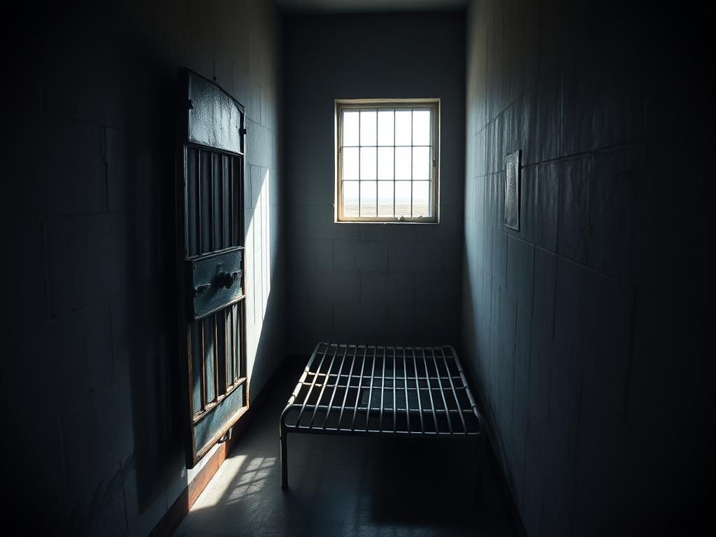 Flick International Dimly lit high-security prison cell in El Salvador with cold concrete walls