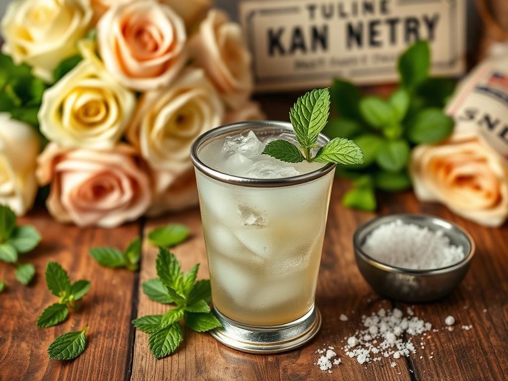 Flick International Classic mint julep cocktail served in a silver cup with fresh mint and ice