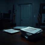 Flick International Dimly lit office representing secrecy in political discussions