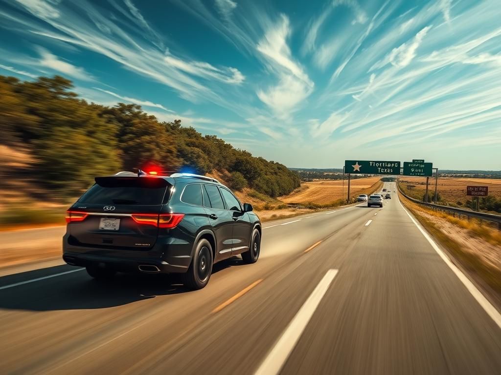 Flick International High-speed car chase in Texas featuring a black SUV and police lights