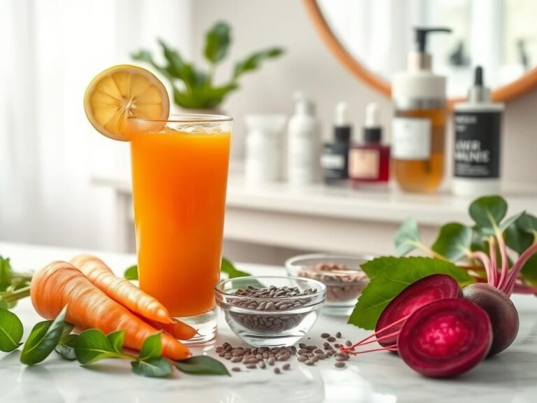 Flick International A serene beauty scene featuring vibrant skincare ingredients