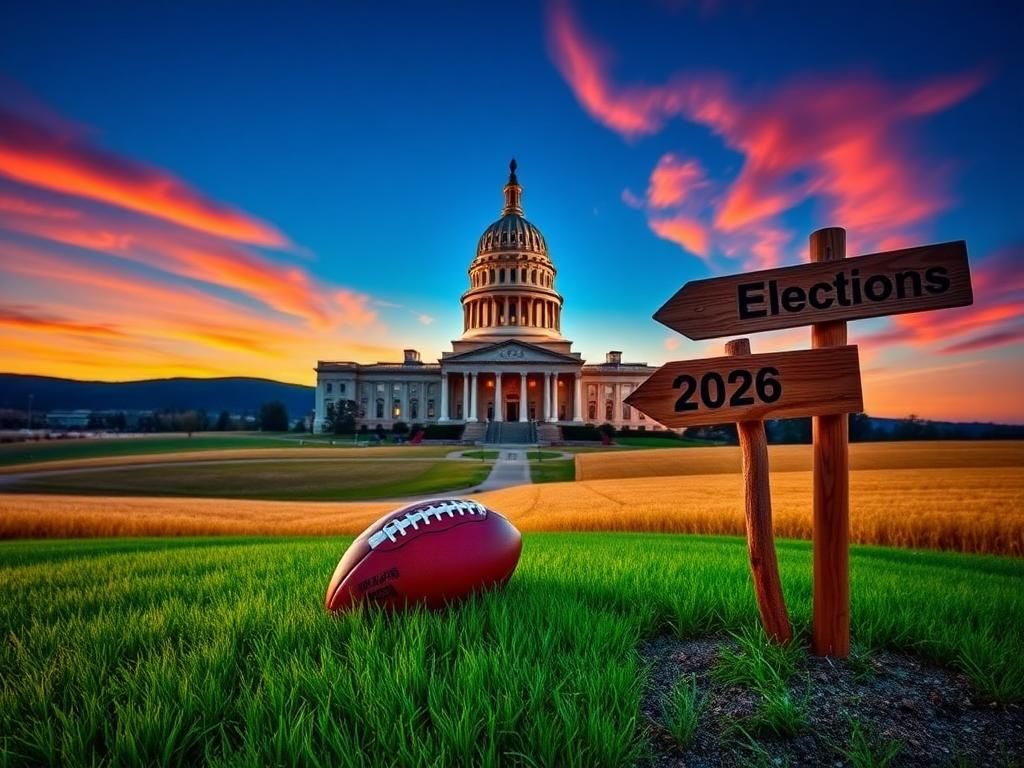 Flick International Alabama state capitol building at sunset with football symbolizing Tuberville's legacy