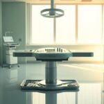 Flick International Serene medical room featuring a surgical table and tools, symbolizing breast implant surgery