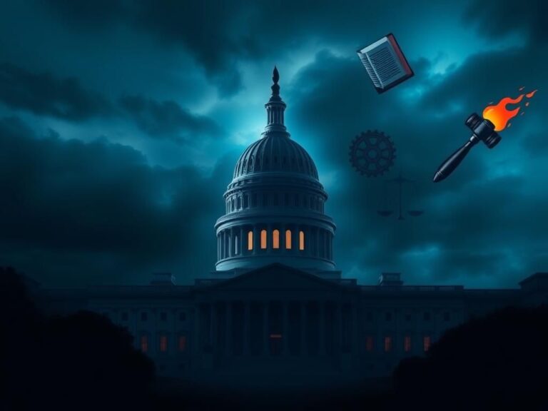 Flick International Abstract representation of a shadow cabinet concept with ominous silhouette of government building.