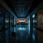 Flick International Dimly lit interior of Brass Mill Center Mall after shooting incident