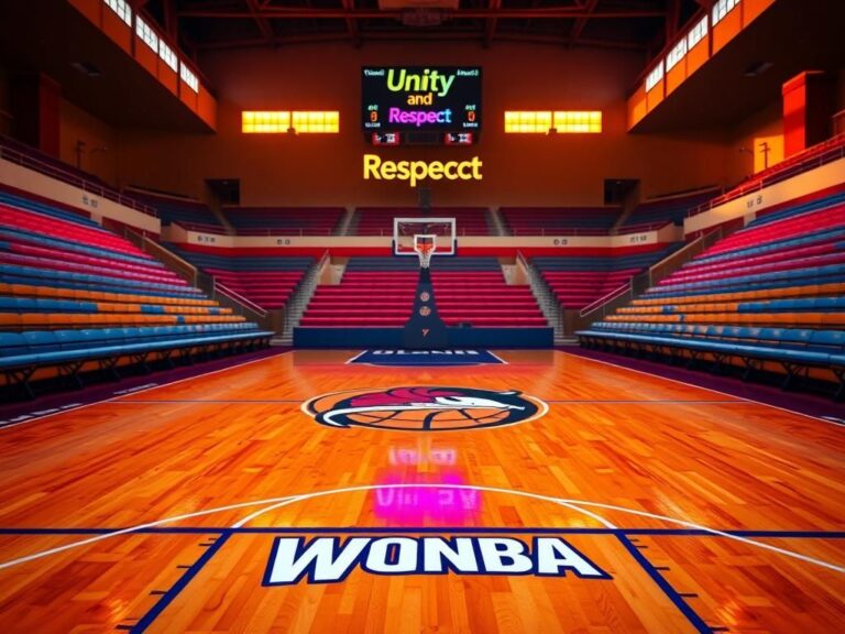 Flick International Vibrant basketball court featuring the WNBA logo at center court