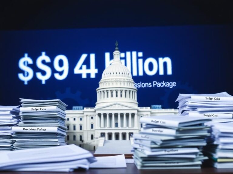Flick International Symbolic representation of the U.S. Capitol building with budget-related documents and a $9.4 billion display