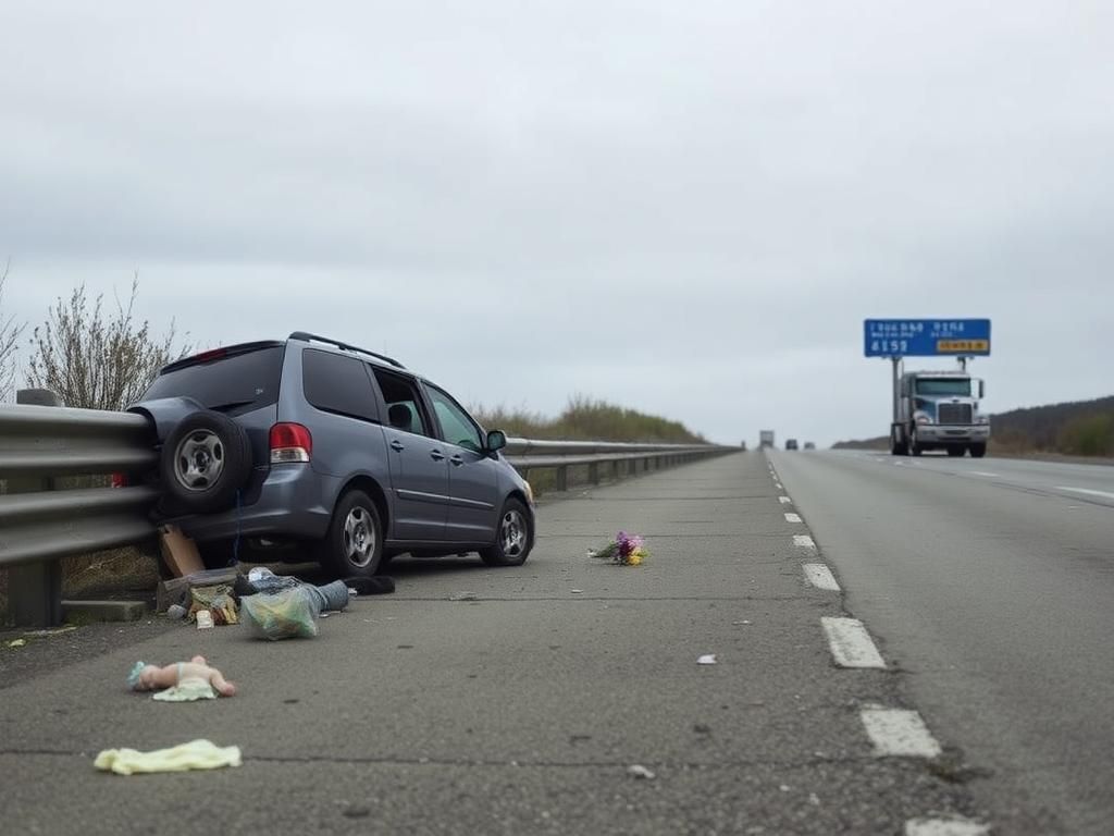 Flick International Damaged Honda Odyssey van and F-350 truck after tire blowout accident