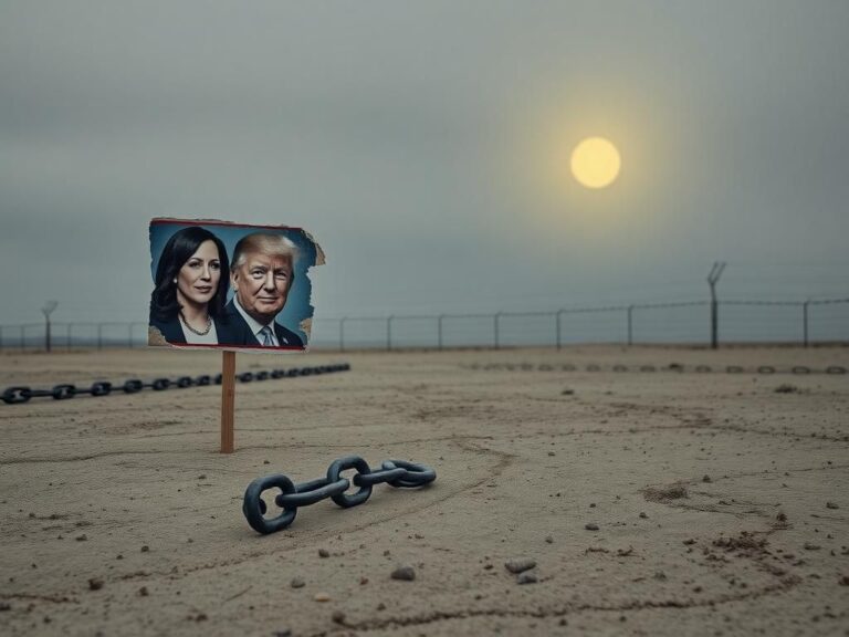 Flick International A broken chain on a desolate landscape symbolizing freedom and captivity.