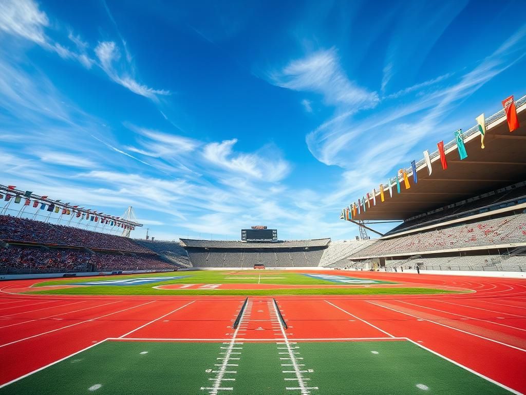 Flick International A vibrant outdoor athletic stadium in California bustling with energy during a championship event