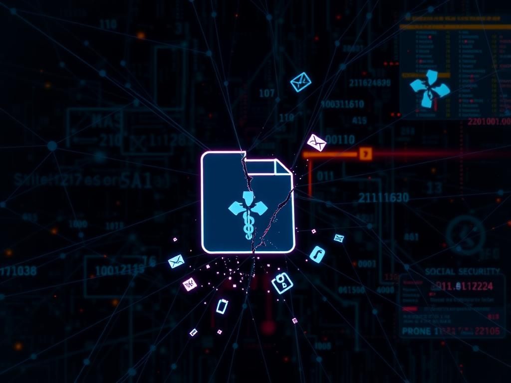 Flick International Abstract digital network representing a healthcare data breach