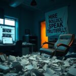 Flick International A dimly lit office representing chaos in a political campaign
