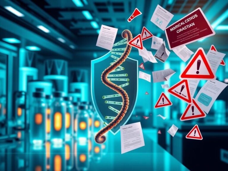 Flick International Abstract representation of mRNA technology in a high-tech laboratory