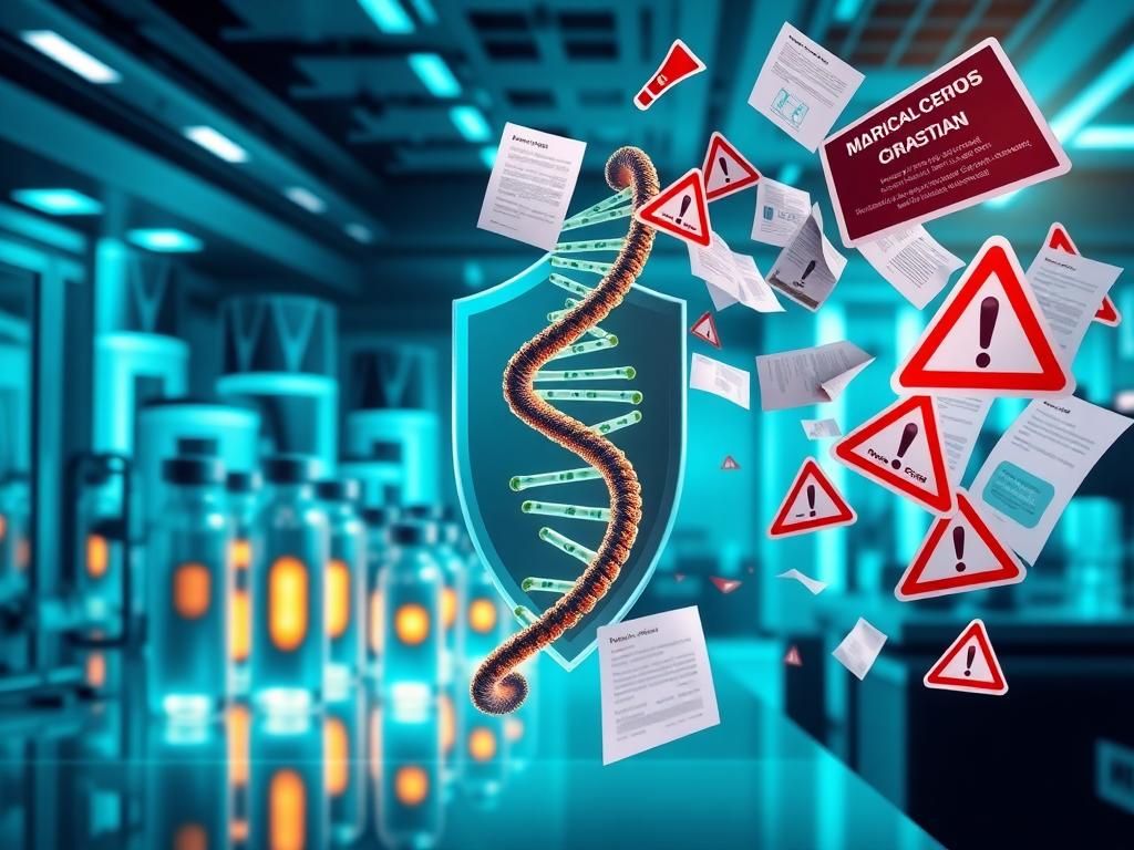 Flick International Abstract representation of mRNA technology in a high-tech laboratory