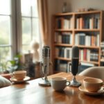 Flick International Cozy podcast studio with microphones and steaming cups, symbolizing deep conversations on women's health