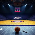 Flick International Empty basketball court with Indiana Fever logo, highlighting isolation after loss