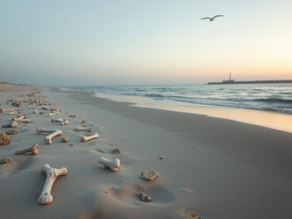 Flick International Weathered bones scattered along the sandy Jersey Shore, hinting at a historic shipwreck mystery