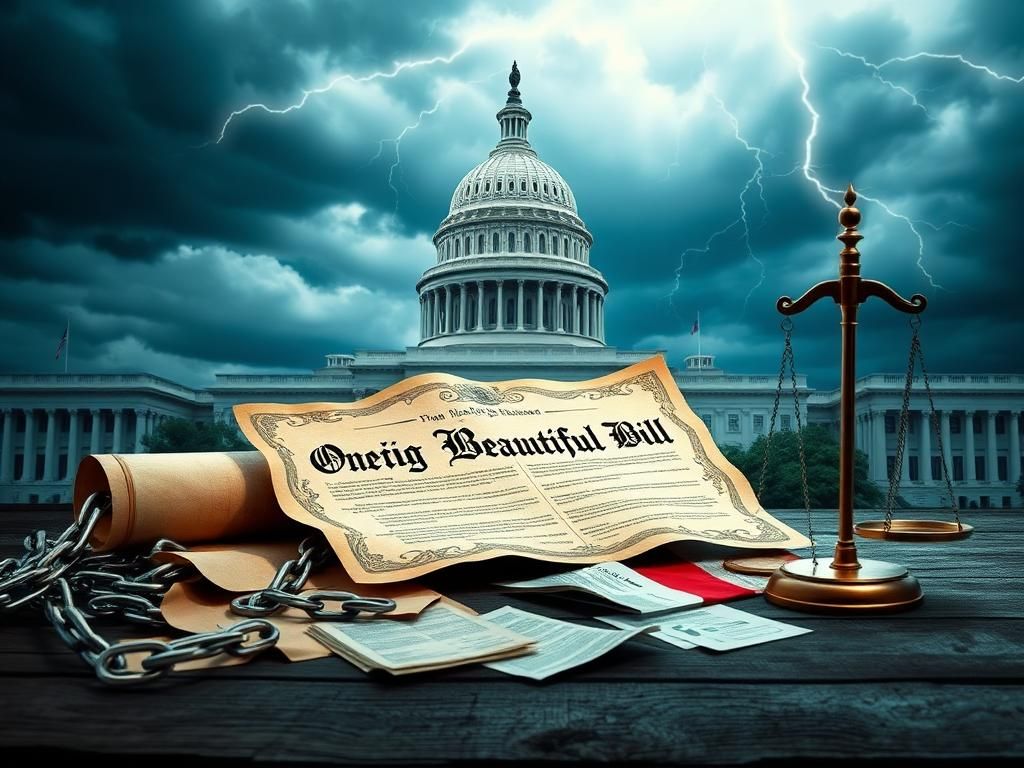 Flick International A conceptual image of the U.S. Capitol building under a stormy sky symbolizing political debate