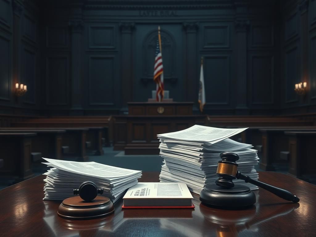 Flick International Ornate federal courtroom symbolizing judicial power and legal proceedings