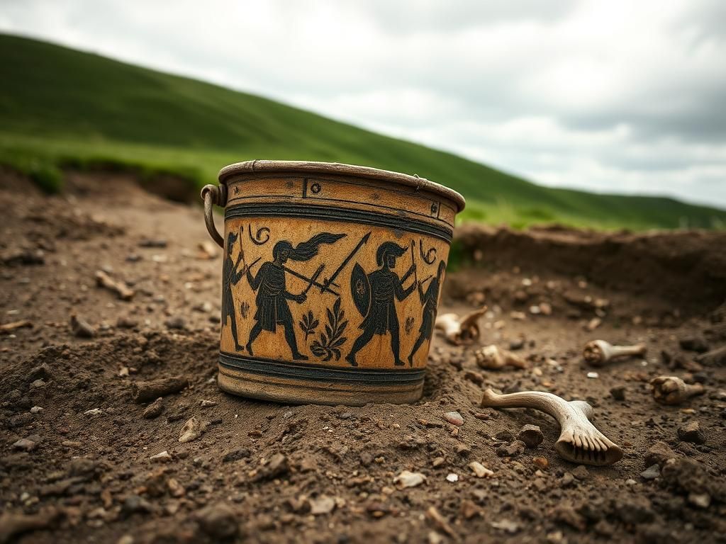 Flick International Ancient 1,500-year-old bucket used as a cremation vessel at Sutton Hoo excavation site
