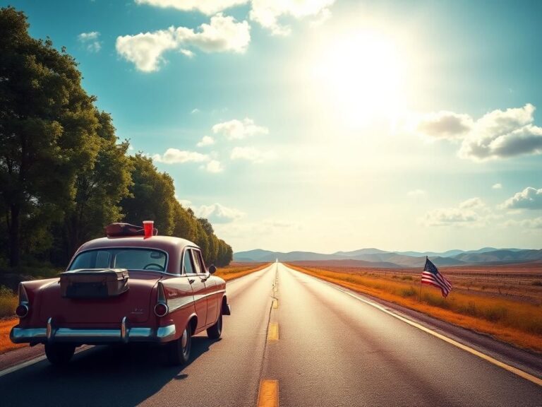 Flick International Classic car parked on a scenic roadside symbolizing freedom and reunion