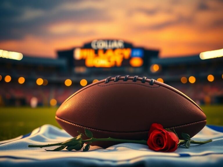 Flick International Close-up of a football on an Indianapolis Colts jersey with a sunset backdrop