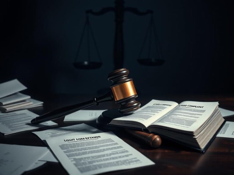 Flick International A large, imposing gavel rests on a dark wooden table surrounded by legal documents, symbolizing a courtroom confrontation.