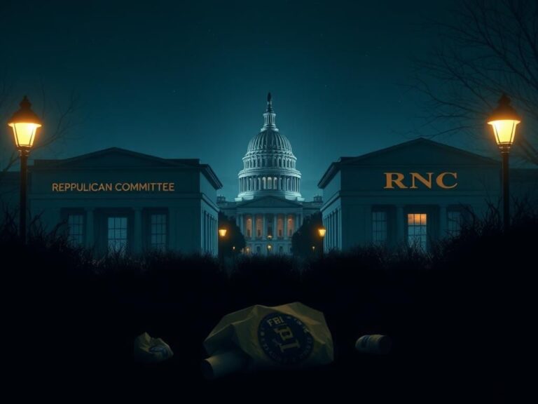 Flick International Nighttime view of DNC and RNC headquarters in Washington, D.C. with suspicious objects