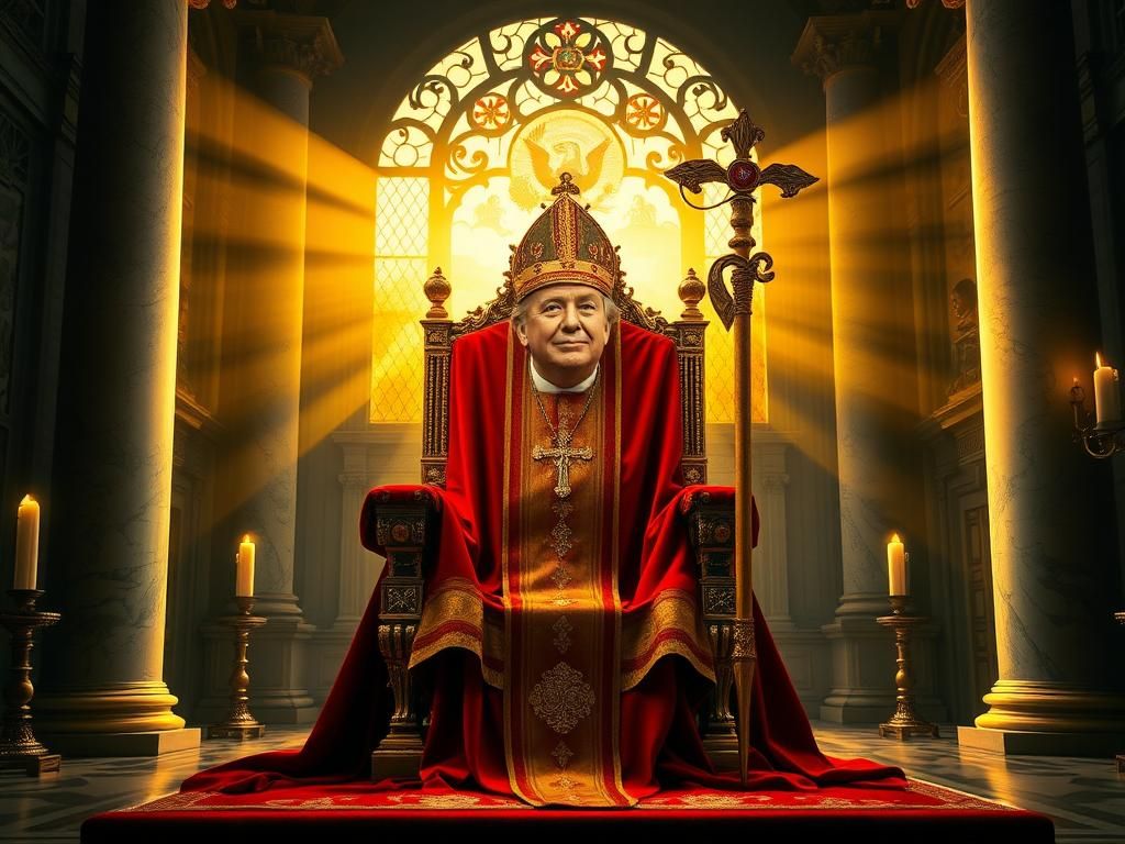 Flick International AI-generated image of Donald Trump as the Pope in a lavish Vatican setting